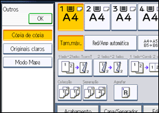 Ilustração do ecrã do painel de operação