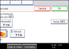 Ilustração do ecrã do painel de operação