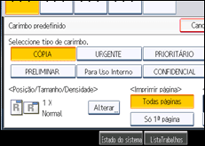 Ilustração do ecrã do painel de operação