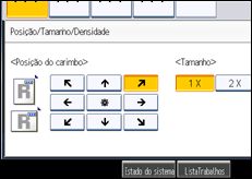 Ilustração do ecrã do painel de operação