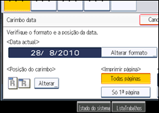 Ilustração do ecrã do painel de operação