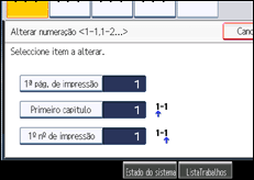 Ilustração do ecrã do painel de operação