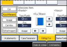 Ilustração do ecrã do painel de operação