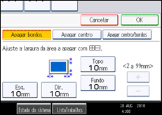 Ilustração do ecrã do painel de operação