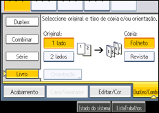 Ilustração do ecrã do painel de operação