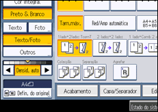 Ilustração do ecrã do painel de operação
