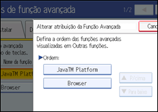 Ilustração do ecrã do painel de operação