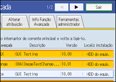 Ilustração do ecrã do painel de operação
