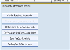 Ilustração do ecrã do painel de operação
