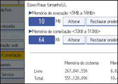 Ilustração do ecrã do painel de operação