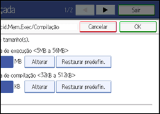 Ilustração do ecrã do painel de operação