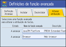 Ilustração do ecrã do painel de operação