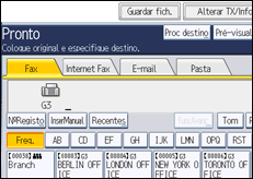 Ilustração do ecrã do painel de operação