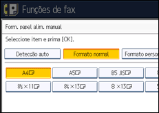 Ilustração do ecrã do painel de operação