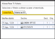 Ilustração do ecrã do painel de operação