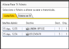 Ilustração do ecrã do painel de operação