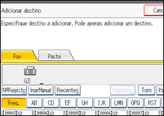Ilustração do ecrã do painel de operação