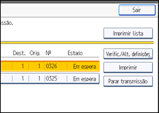 Ilustração do ecrã do painel de operação