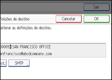 Ilustração do ecrã do painel de operação
