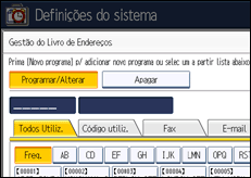 Ilustração do ecrã do painel de operação