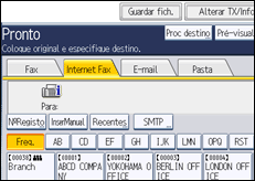 Ilustração do ecrã do painel de operação