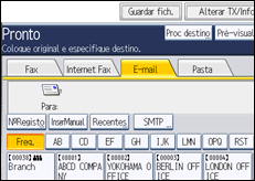Ilustração do ecrã do painel de operação