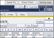 Ilustração do ecrã do painel de operação
