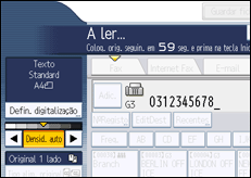 Ilustração do ecrã do painel de operação