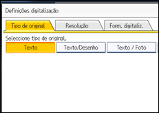 Ilustração do ecrã do painel de operação
