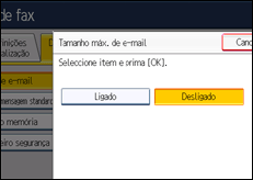 Ilustração do ecrã do painel de operação