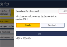 Ilustração do ecrã do painel de operação