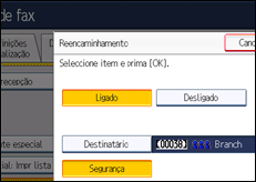 Ilustração do ecrã do painel de operação