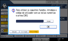 Ilustração do ecrã do painel de operação