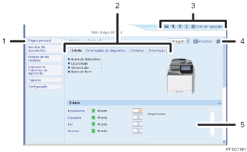 Ilustração do ecrã Web browser com chamada numerada