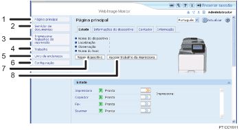 Ilustração do ecrã Web browser com chamada numerada