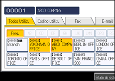 Ilustração do ecrã do painel de operação