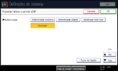 Ilustração do ecrã do painel de operação