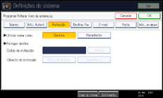 Ilustração do ecrã do painel de operação