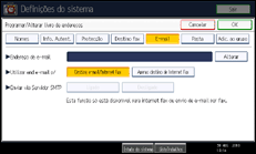 Ilustração do ecrã do painel de operação