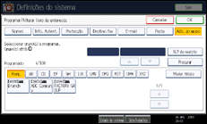Ilustração do ecrã do painel de operação