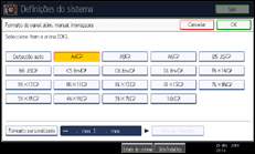 Ilustração do ecrã do painel de operação