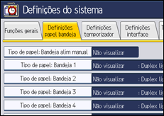 Ilustração do ecrã do painel de operação