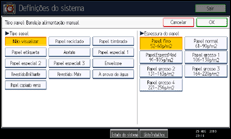 Ilustração do ecrã do painel de operação