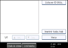 Ilustração do ecrã do painel de operação