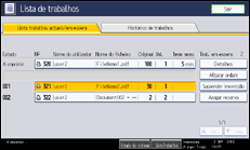 Ilustração do ecrã do painel de operação