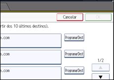 Ilustração do ecrã do painel de operação