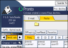 Ilustração do ecrã do painel de operação