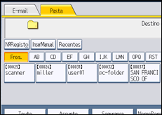 Ilustração do ecrã do painel de operação