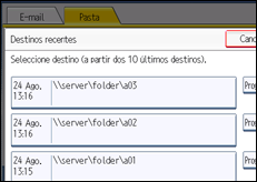 Ilustração do ecrã do painel de operação