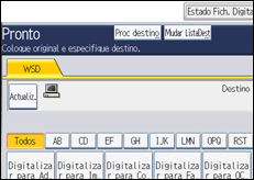 Ilustração do ecrã do painel de operação